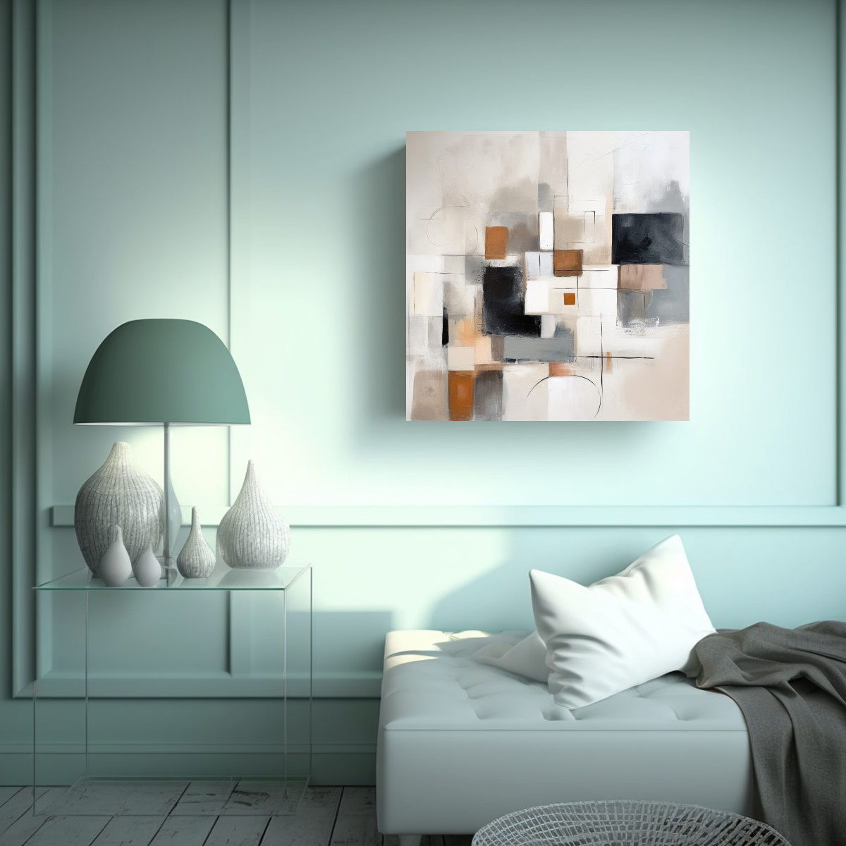PINTURA ABSTRACTA MINIMALISTA EN BASTIDOR CON 50X50 CM - 2