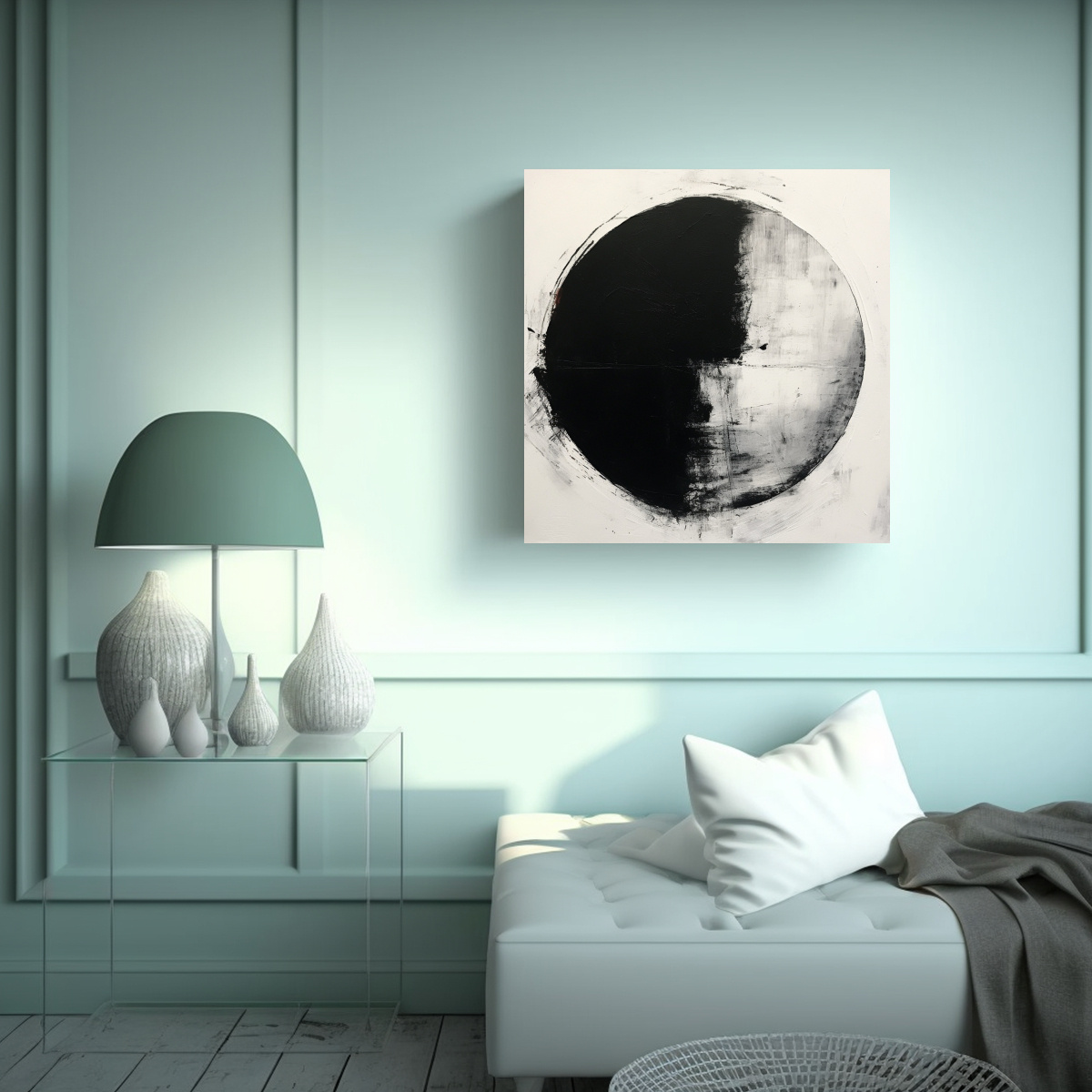 PINTURAS CONTEMPORÁNEAS EN BLANCO Y NEGRO 60X60 CM - 2