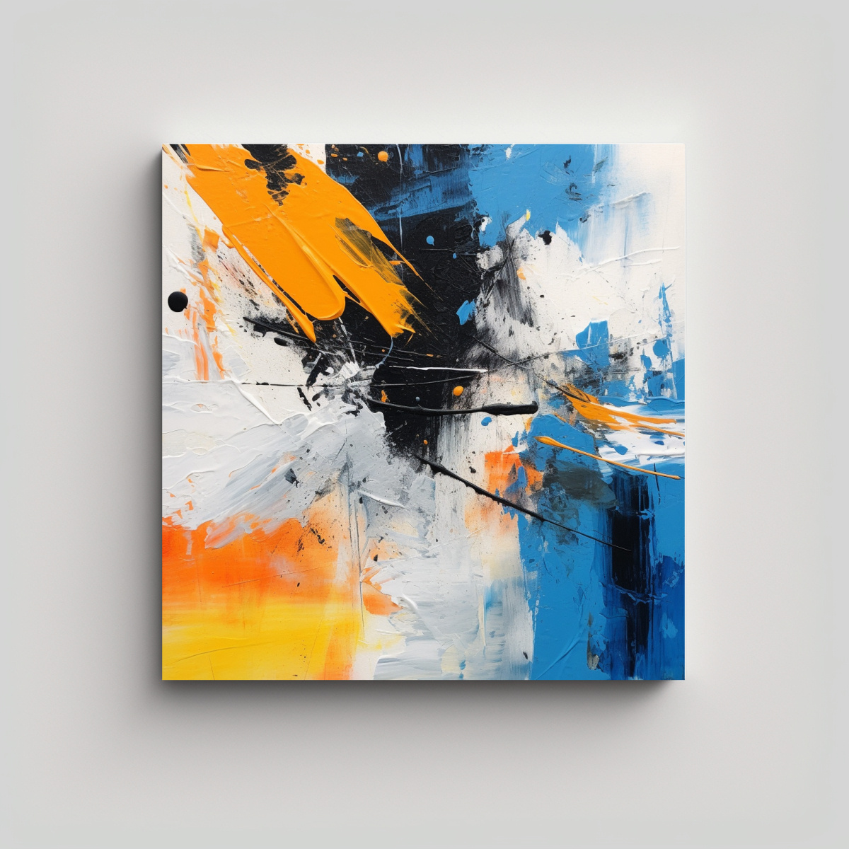 PINTURA AL ÓLEO ABSTRACTA EN ESTILO POLO BLANCO 20X20 CM - 1