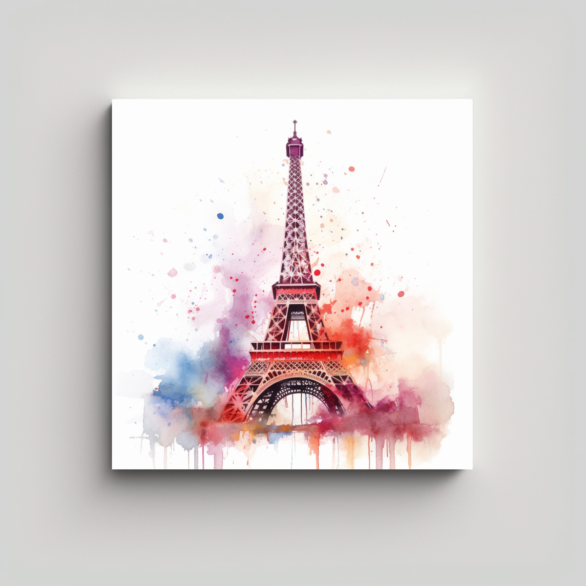 PINTURA DE LA TORRE EIFFEL EN ACUARELA CON 20X20 CM - 1