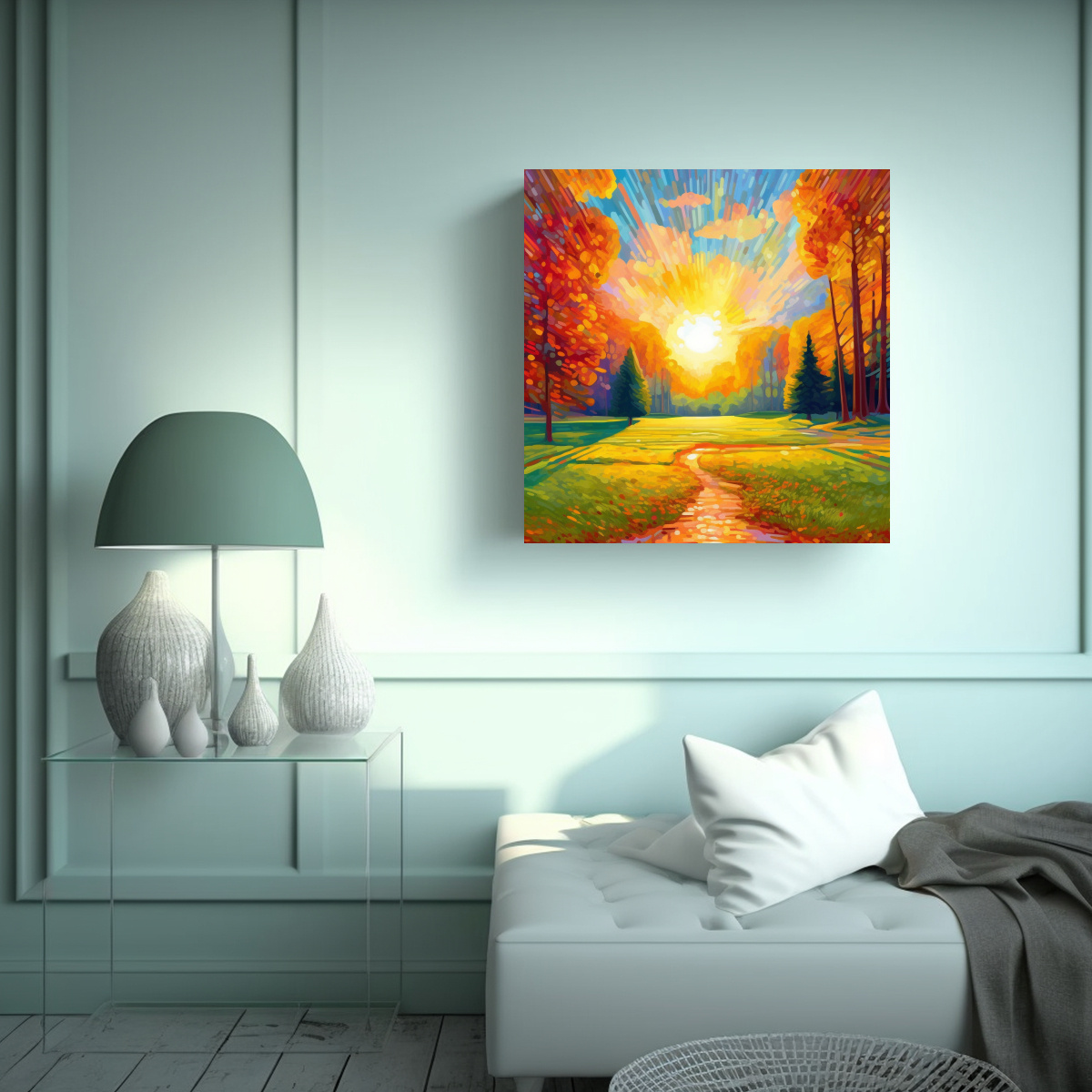 TELA EN BASTIDOR EXPRESION PARA COMEDOR ESCENA EN 70X70 CM - 2