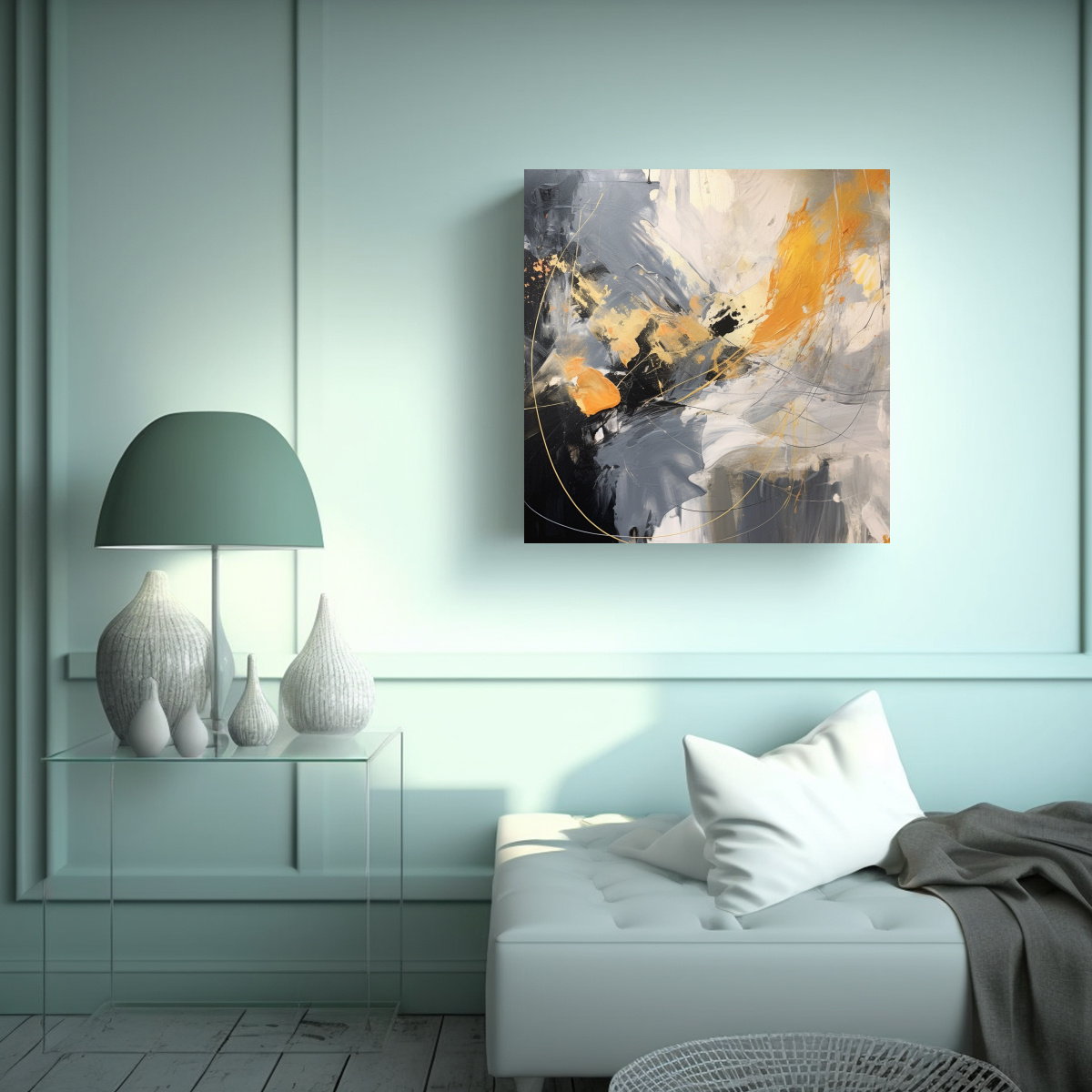 ARTE DE PARED ABSTRACTO EN BASTIDOR DE MADERA 90X90 CM - 2