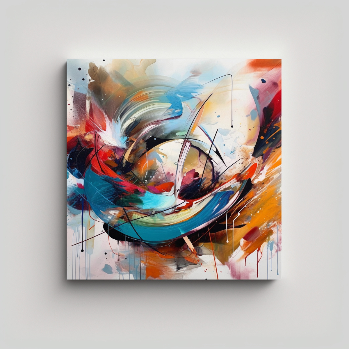 LIENZO DE TELA ACUARELA ESPACIAL CON UN GIRO 100X100 CM - 1