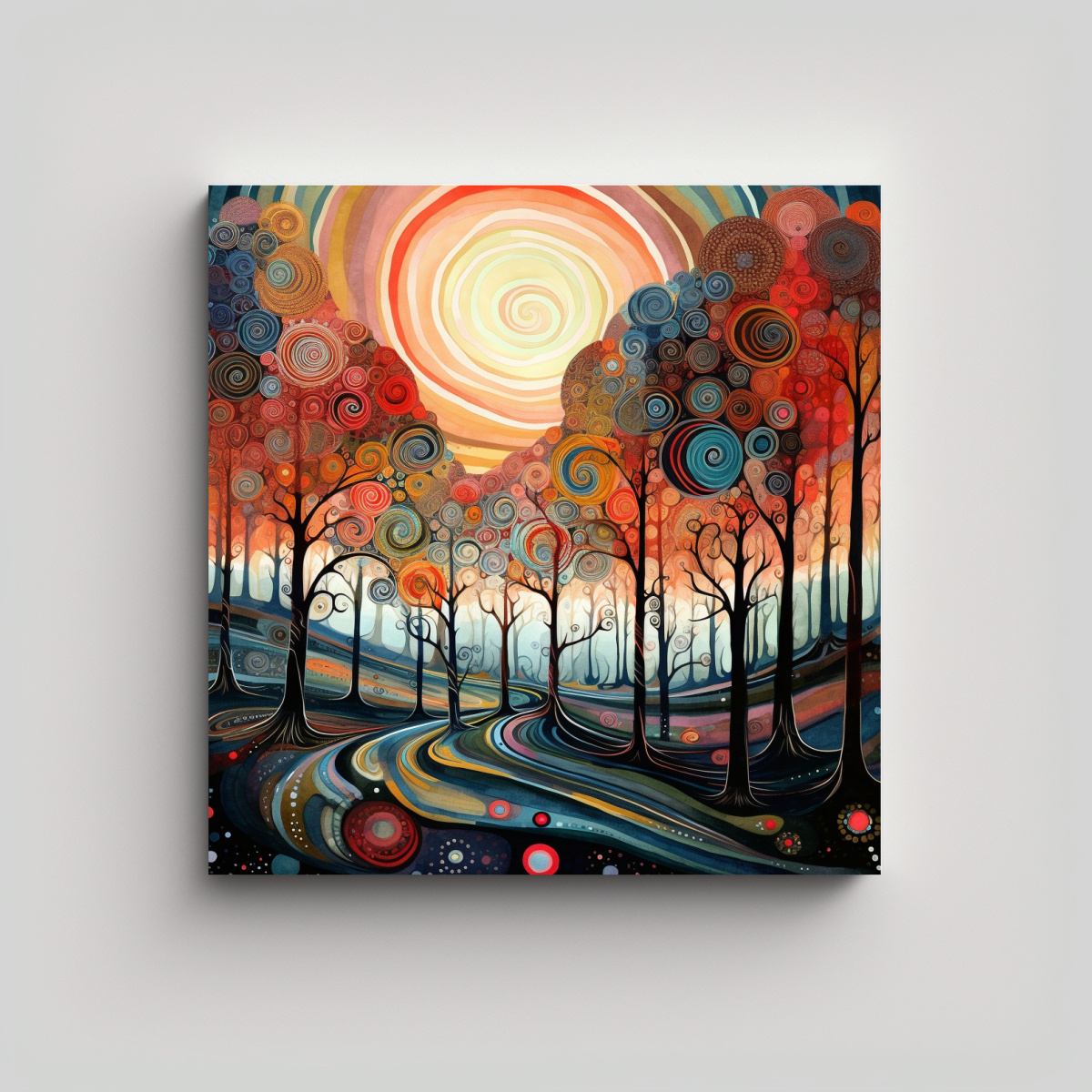 CUADROS MODERNOS DE ÁRBOL COLORIDO CON CÍRCULOS 80X80 CM - 1