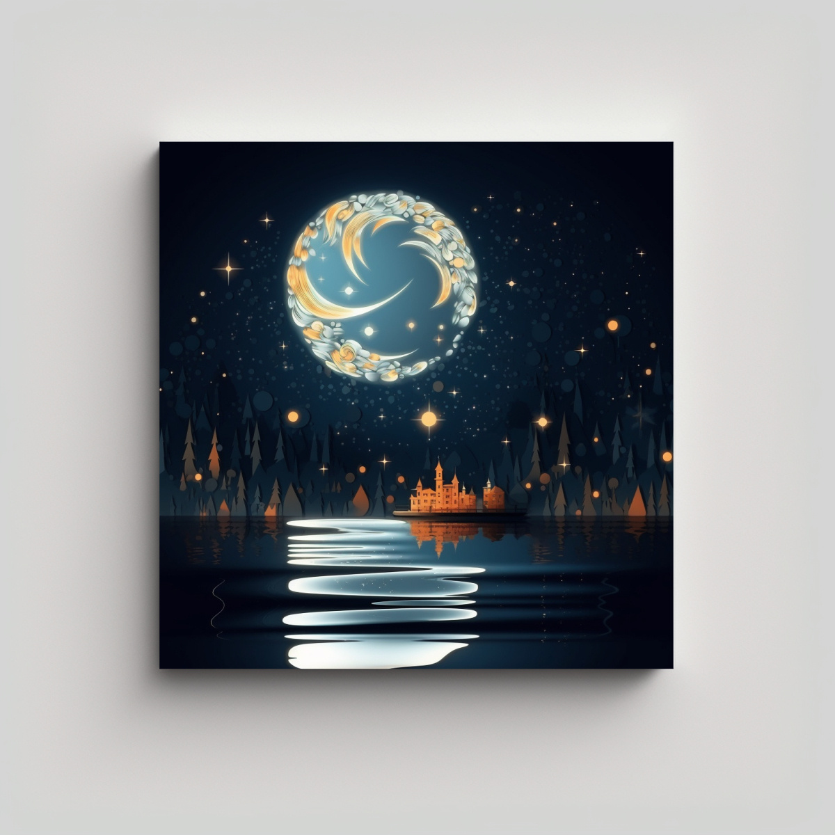 LIENZO DIBUJO SIMPLICIDAD NOCHE Y LUNA CON 30X30 CM - 1