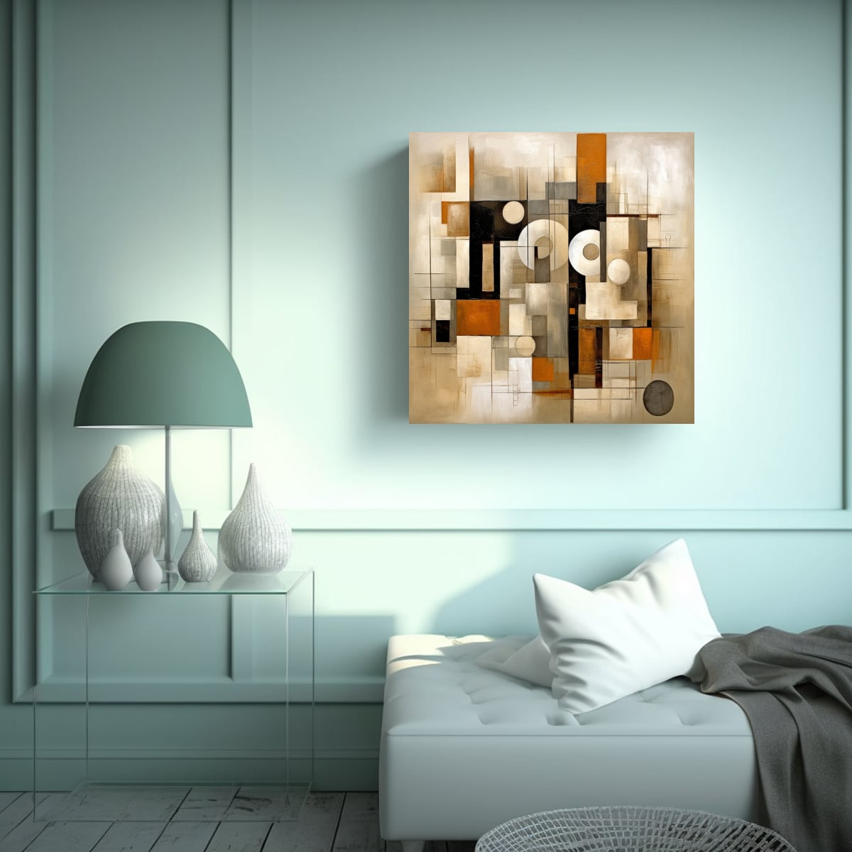 CUADRO ABSTRACTO EN LIENZO PARA HABITACIÓN CON 40X40 CM - 2