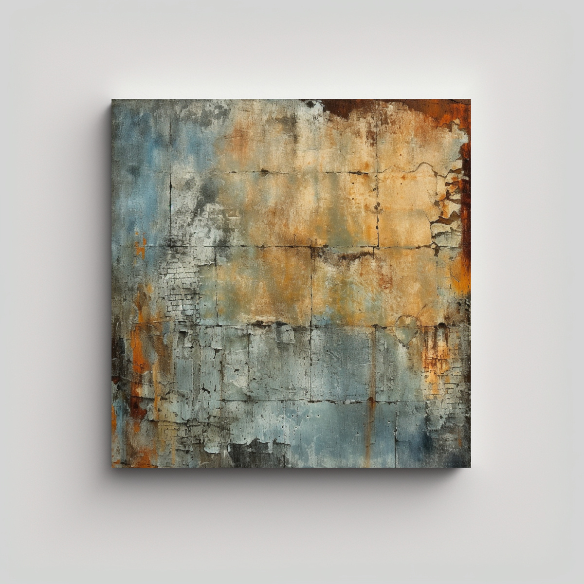 PINTURA DECORATIVA ABSTRACTA GRUNGE INDUSTRIAL EN 60X60 CM - 1