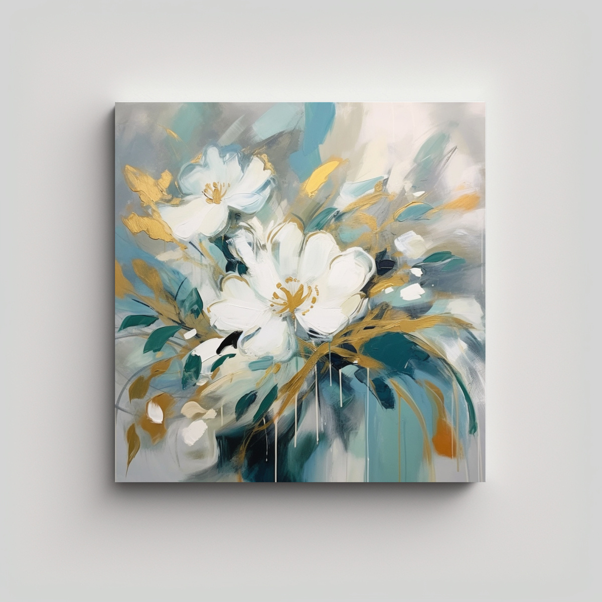 CUADRO DECORATIVO CALIDEZ ABSTRACTO CON FLORES 20X20 CM - 1