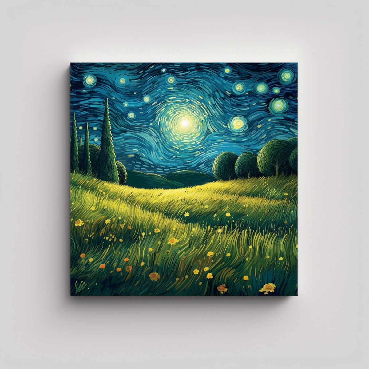 CUADRO INSPIRADO EN LA NOCHE ESTRELLADA DE 20X20 CM - 1