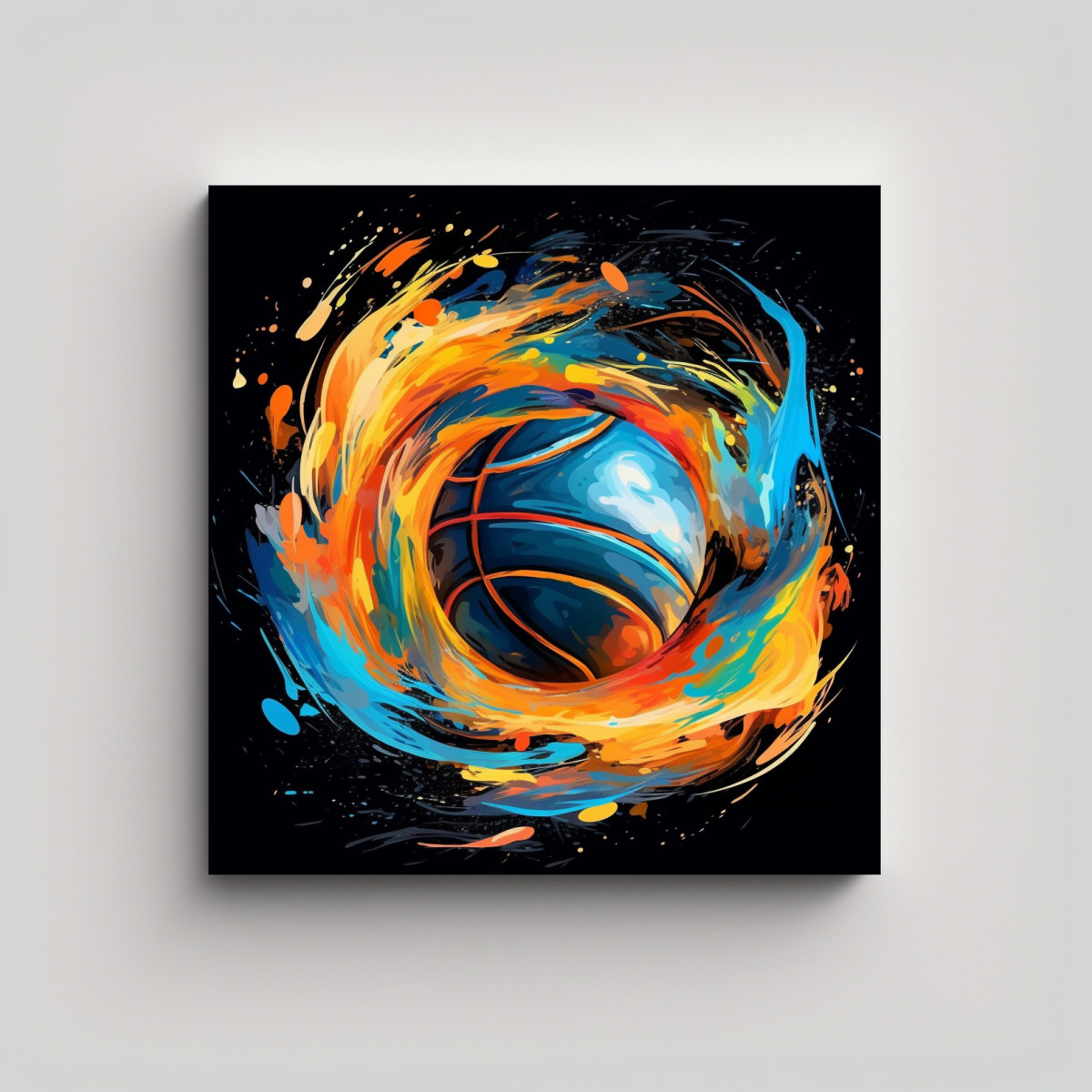 CUADRO ABSTRACTA DE BALONCESTO DINÁMICO 100X100 CM - 1
