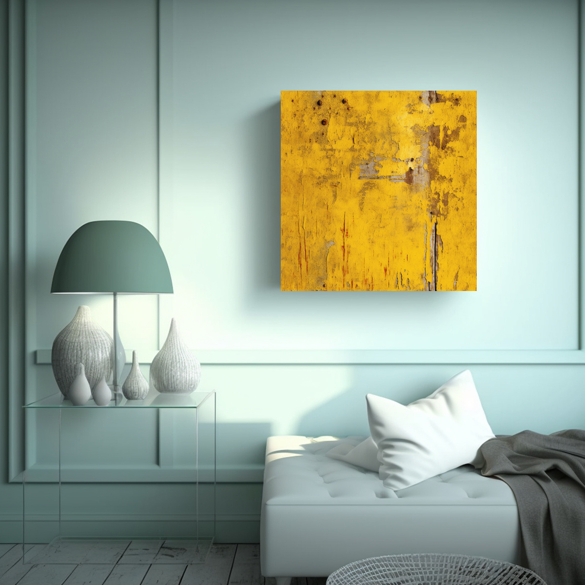PINTURAS DECORATIVAS AMARILLO INTENSO CON TEXTURA 100X100 CM - 2