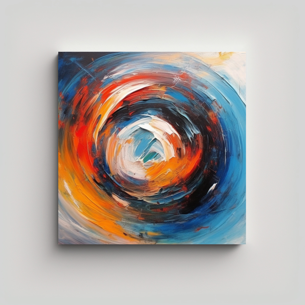 PINTURA AL ÓLEO ABSTRACTA EN DISEÑO DE ESCENARIO 80X80 CM - 1