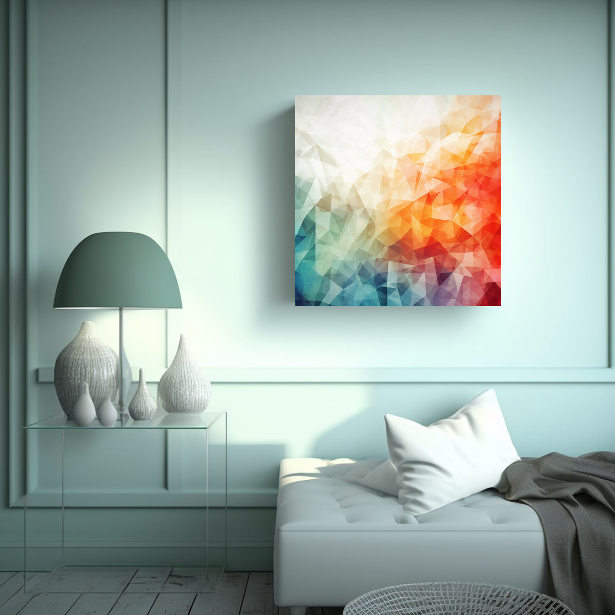 PINTURA DECORATIVA ABSTRACTA CON LÍNEAS FINAS Y 60X60 CM - 2