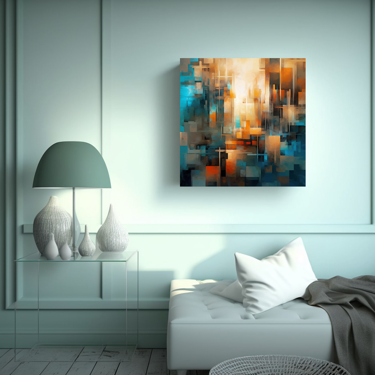 ARTE DE PARED MODERNO MOTIVO ABSTRACTO CON TONOS 30X30 CM - 2
