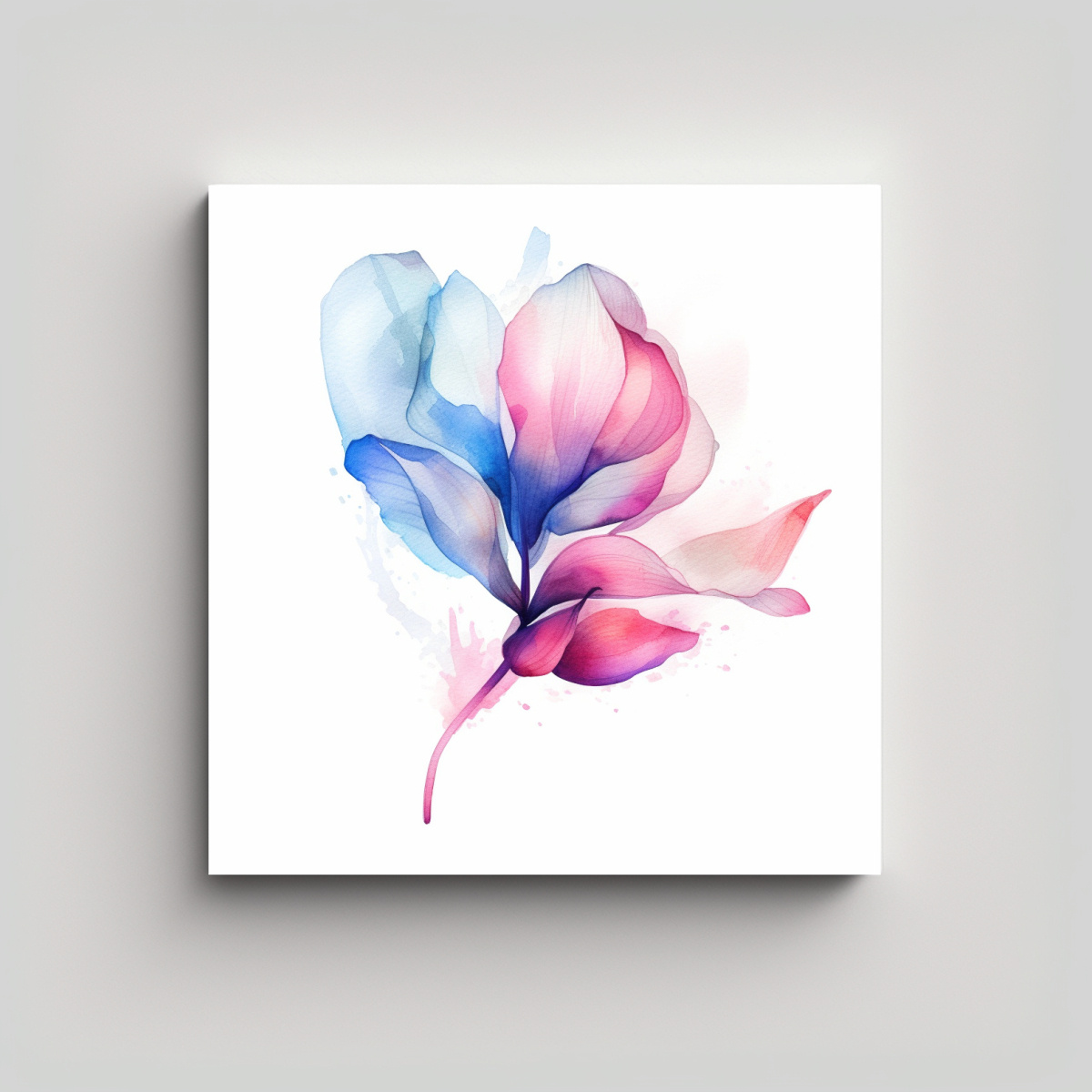 PINTURA EN BASTIDOR CONCEPTUAL: FLOR EN ACUARELA 100X100 CM - 1
