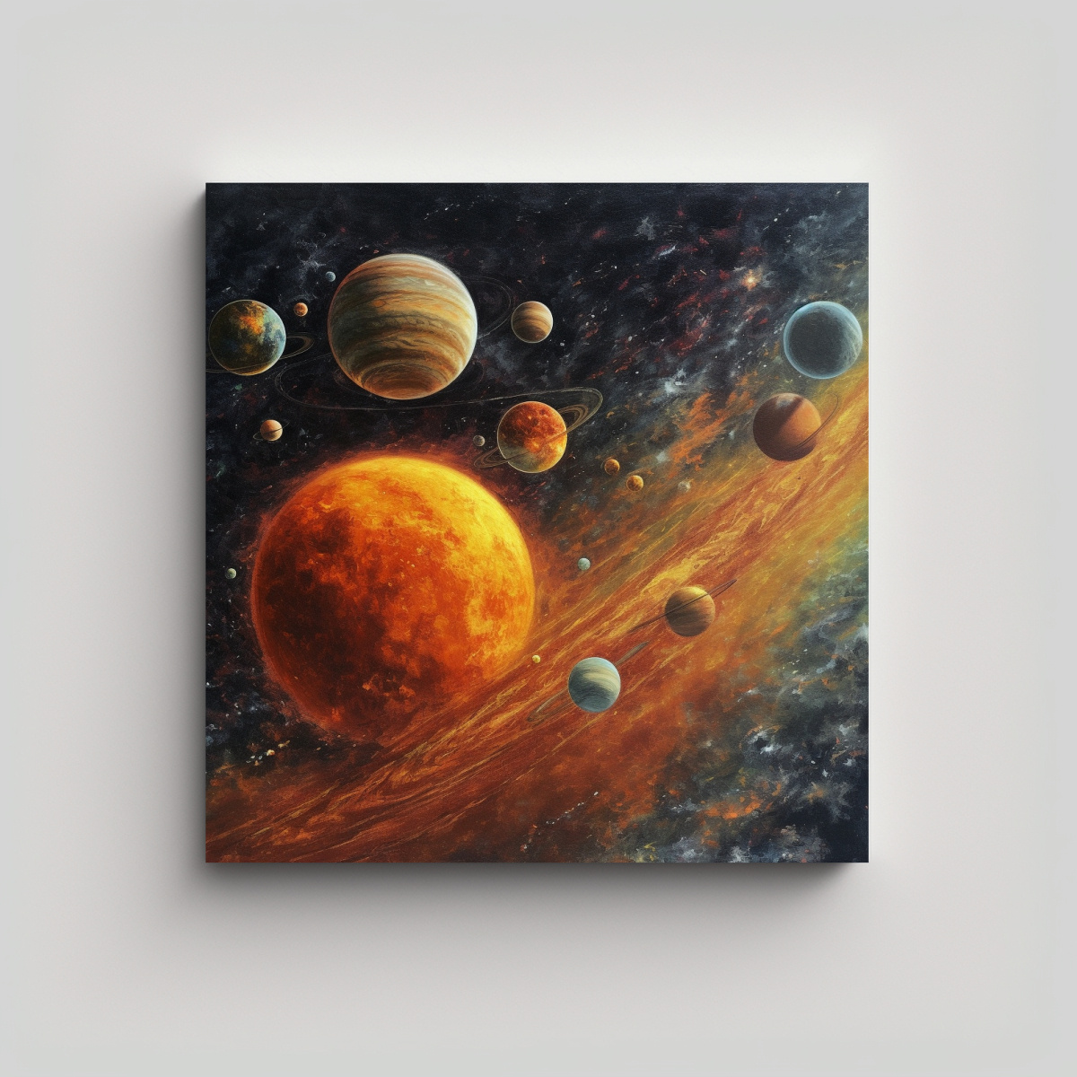 CUADRO SURREALISTA SISTEMA SOLAR EN BASTIDOR 60X60 CM - 1