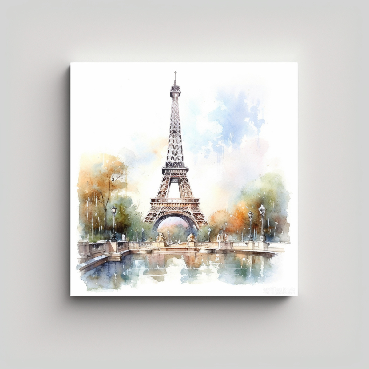 CUADRO PAISAJE TORRE EIFFEL PARIS LIENZO GALERÍA 90X90 CM - 1
