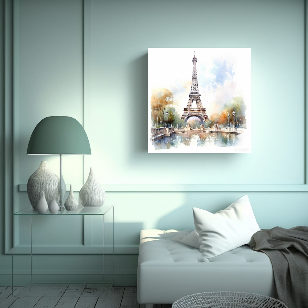 CUADRO PAISAJE TORRE EIFFEL PARIS LIENZO GALERÍA 90X90 CM - 2