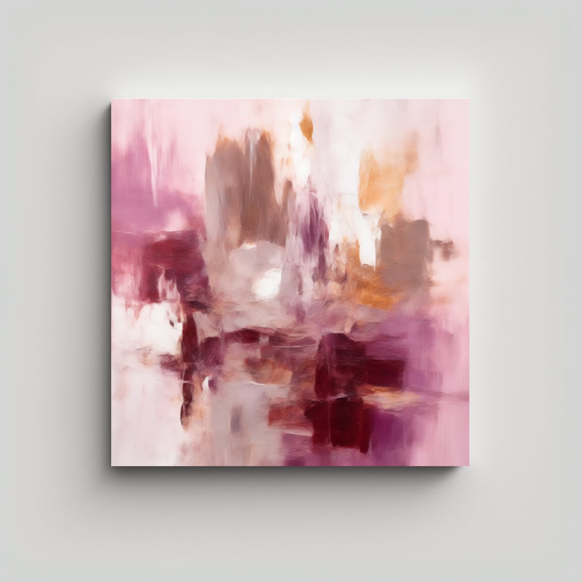 PINTURA ABSTRACTA EN LIENZO BLANCO Y BORDO 70X70 CM - 1