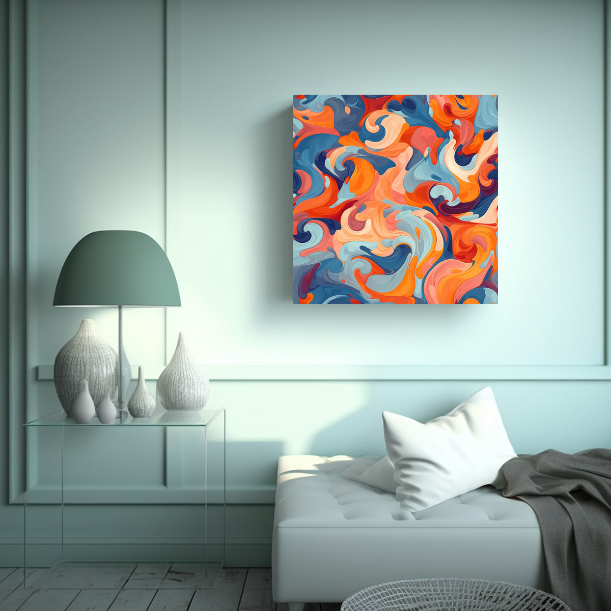 PINTURA ACRÍLICA JUVENIL CON REMOLINOS 30X30 CM - 2