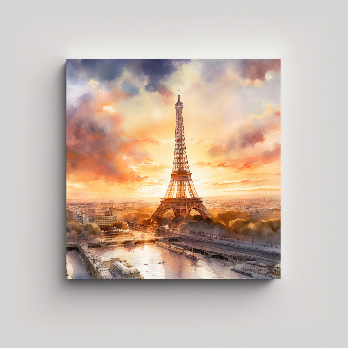 PINTURA DE PARED ESTILO PARÍS EN ACUARELA DE 50X50 CM - 1