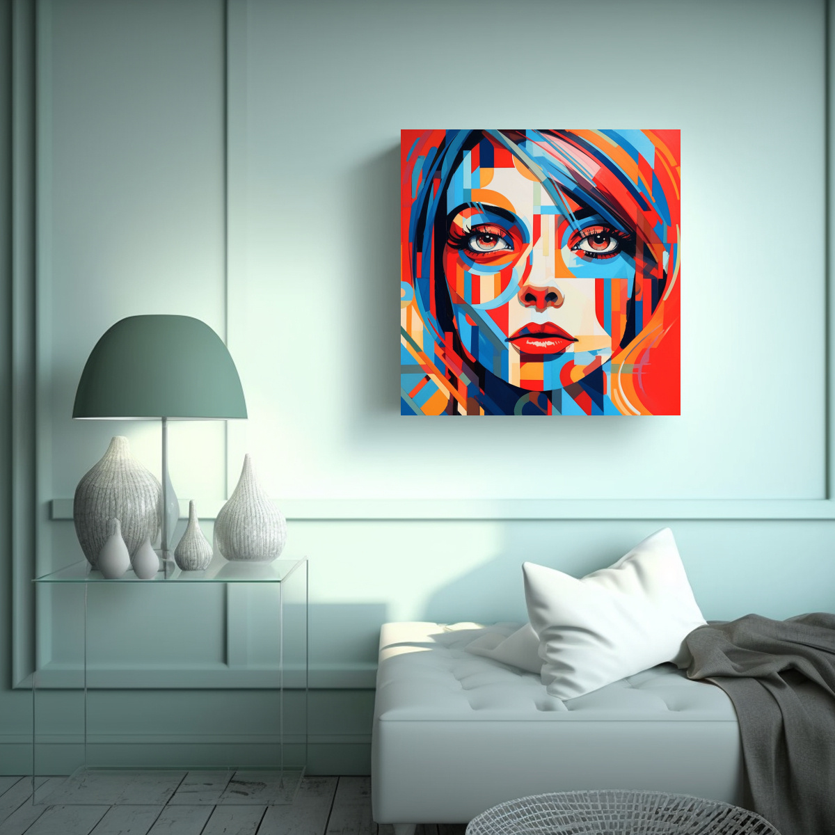 CUADRO DE TELA CON COMPOSICIÓN ESPACIAL DE UNA 90X90 CM - 2