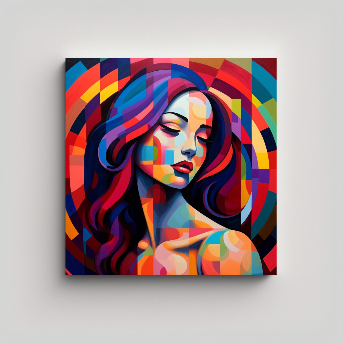 CUADRO POP ART DE MUJER CON PELO LARGO Y LISO, UN 50X50 CM - 1