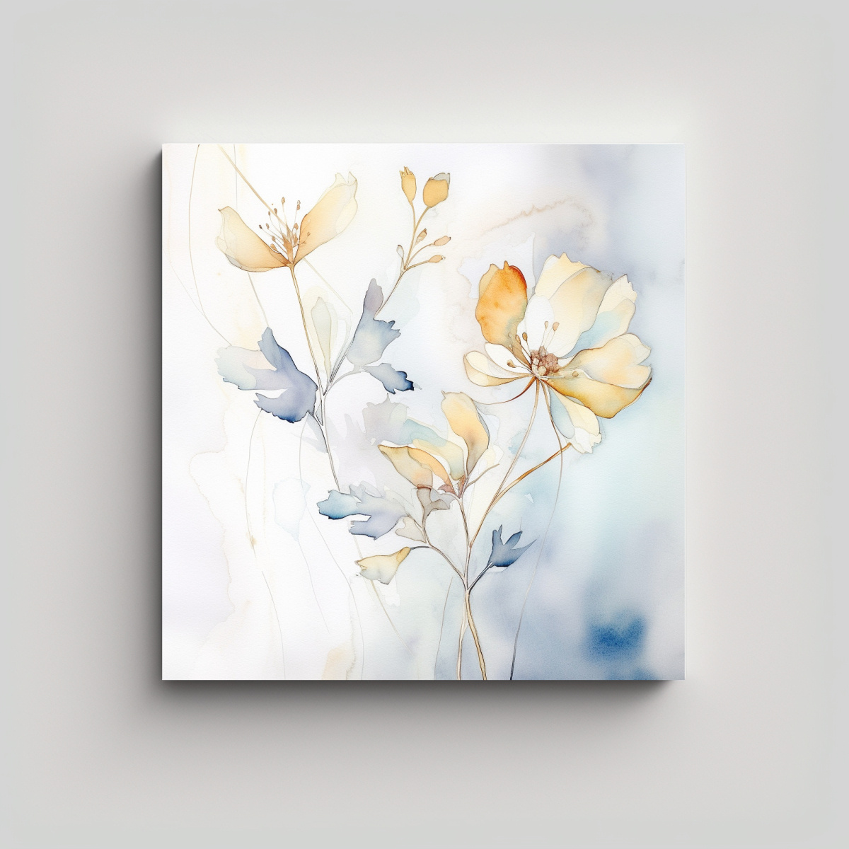 PINTURA ACUARELA ORGÁNICA DELICADA CON ESPACIO 70X70 CM - 1