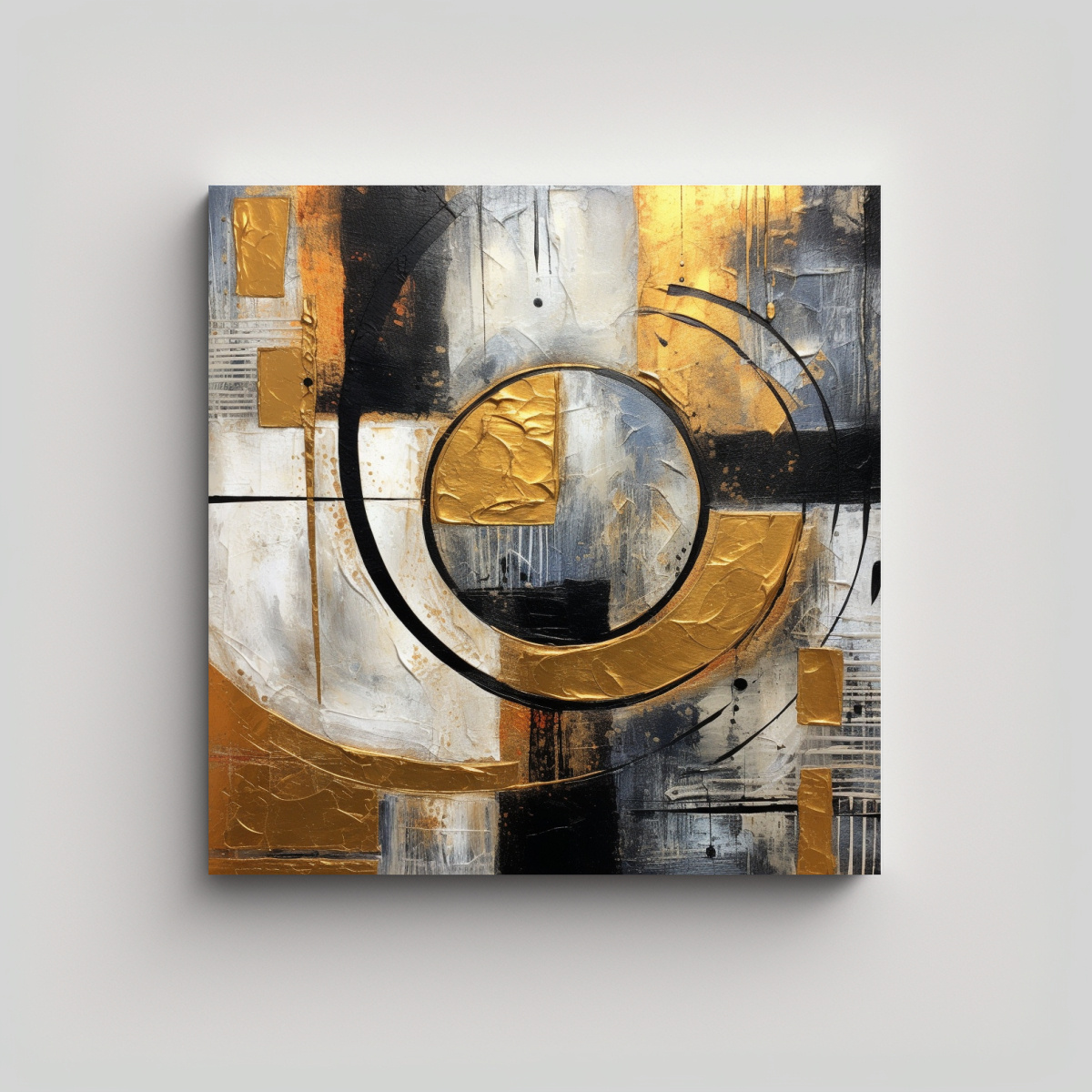 CUADRO MODERNO ENIGMÁTICO ARTE ABSTRACTO DORADO 50X50 CM - 1