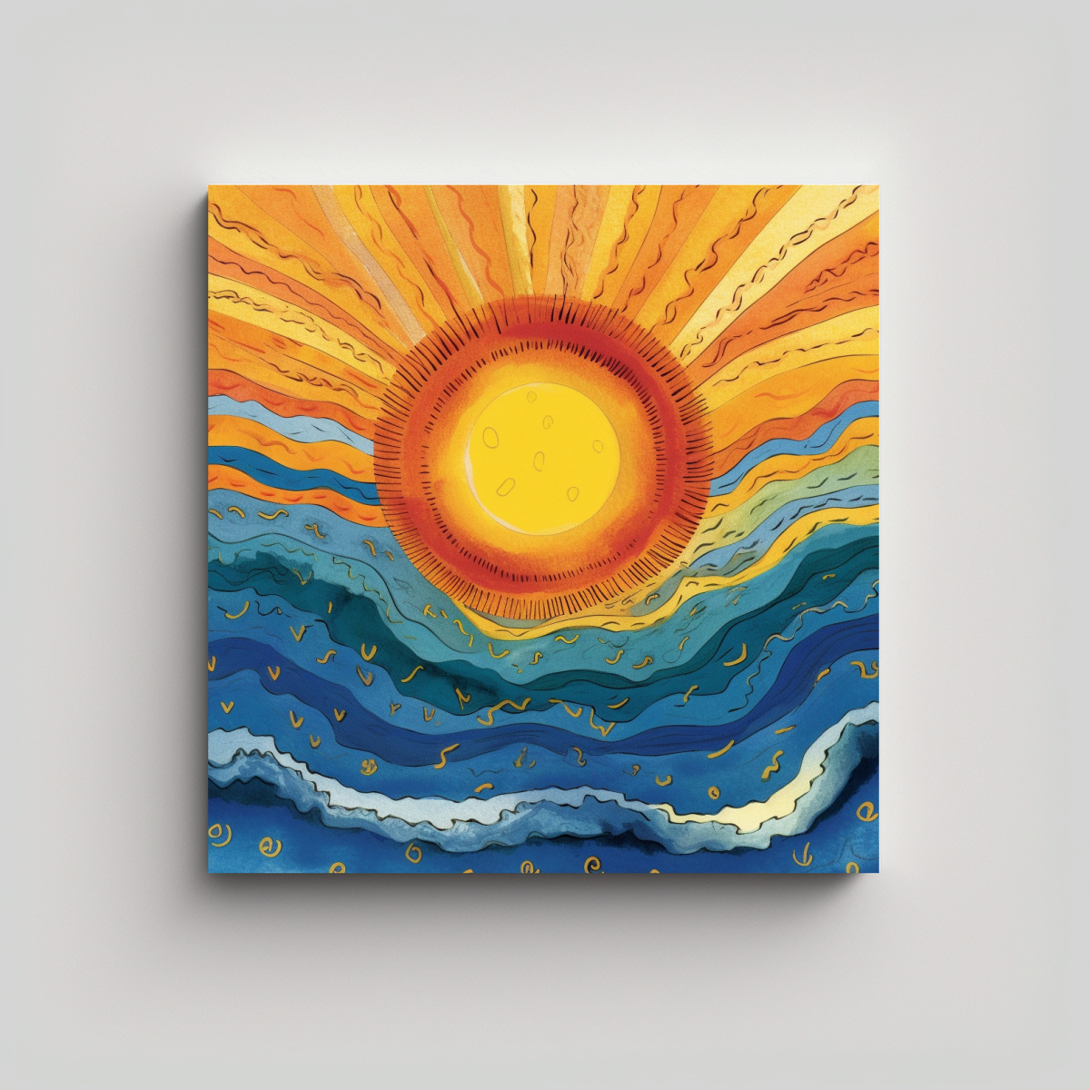 CUADRO MODERNO SOL BRILLANTE DESDE LA TIERRA PARA 80X80 CM - 1