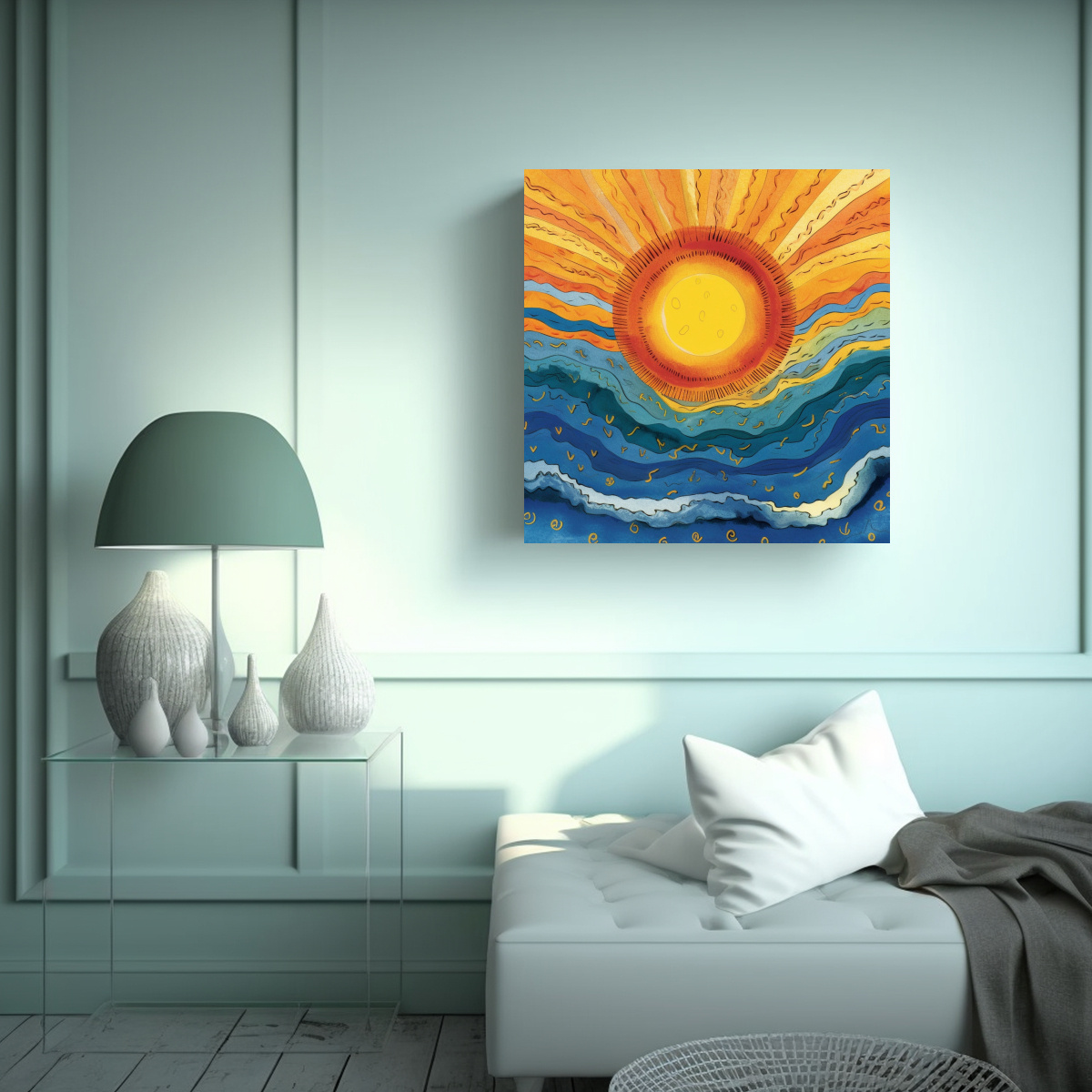 CUADRO MODERNO SOL BRILLANTE DESDE LA TIERRA PARA 80X80 CM - 2