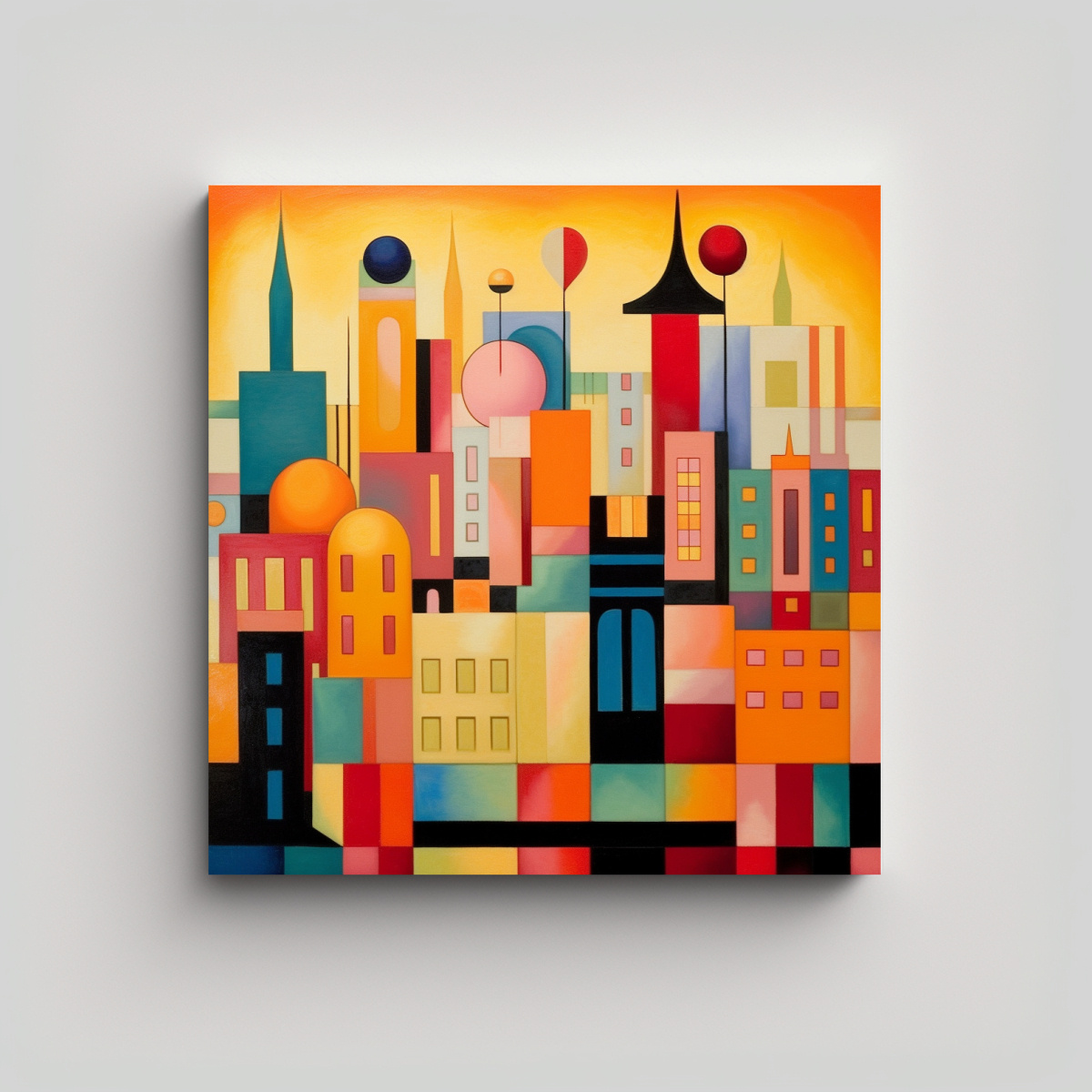 PINTURAS MODERNISTAS COLORIDAS DE FONDO DE CIUDAD 60X60 CM - 1