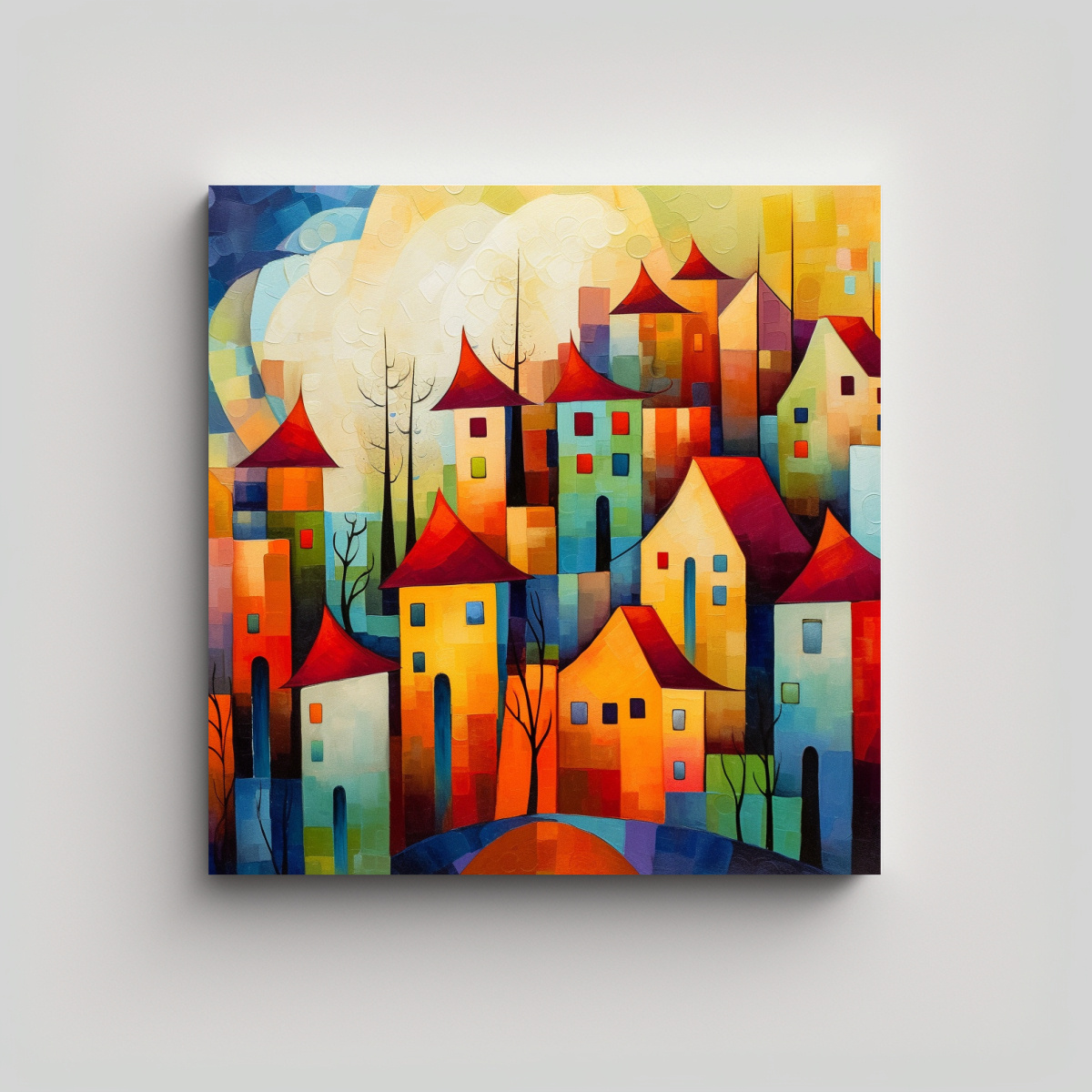 PINTURAS DECORATIVAS SEMI ABSTRACTAS DE PAISAJES 40X40 CM - 1