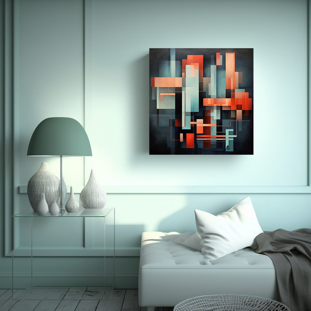 CUADRO MODERNO DE PINTURA AL ÓLEO FLORAL CON 40X40 CM - 2