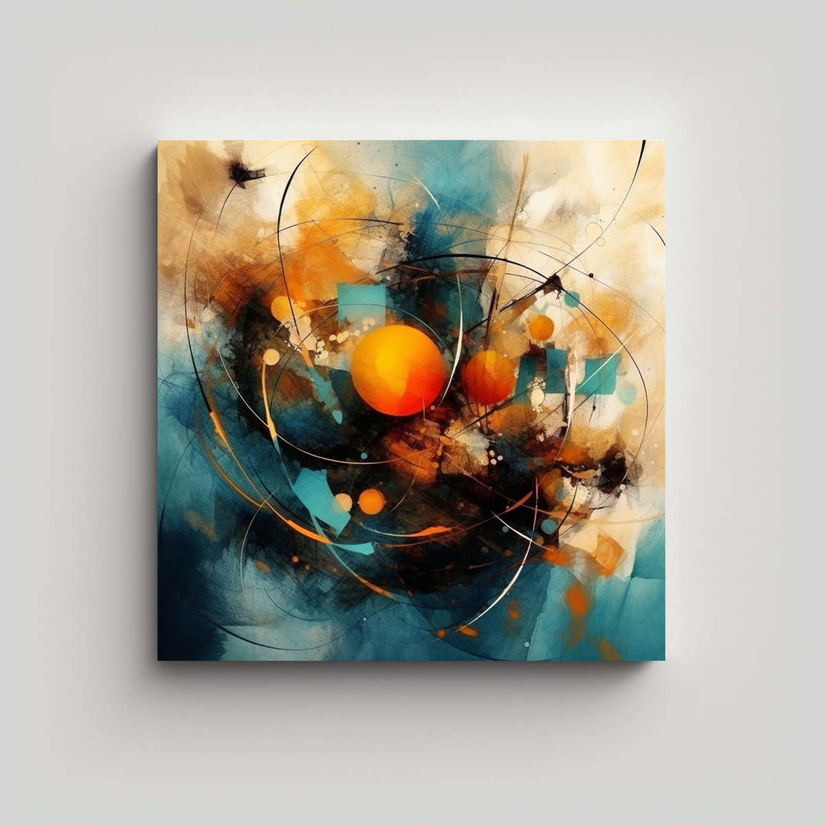 CUADRO DE ABSTRACTO CALIDEZ ESTILO NIKOLAUS KRIESE 90X90 CM - 1