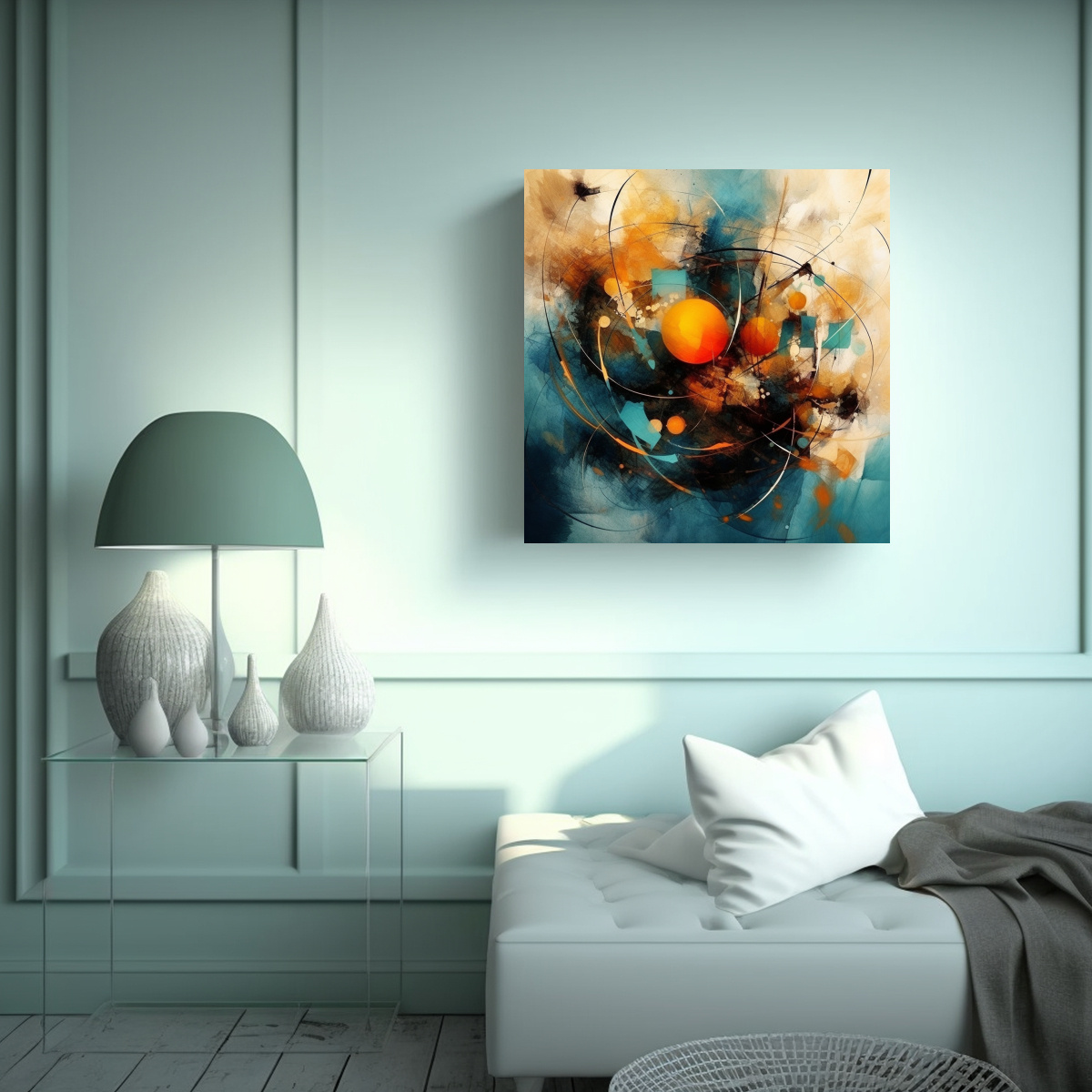 CUADRO DE ABSTRACTO CALIDEZ ESTILO NIKOLAUS KRIESE 90X90 CM - 2