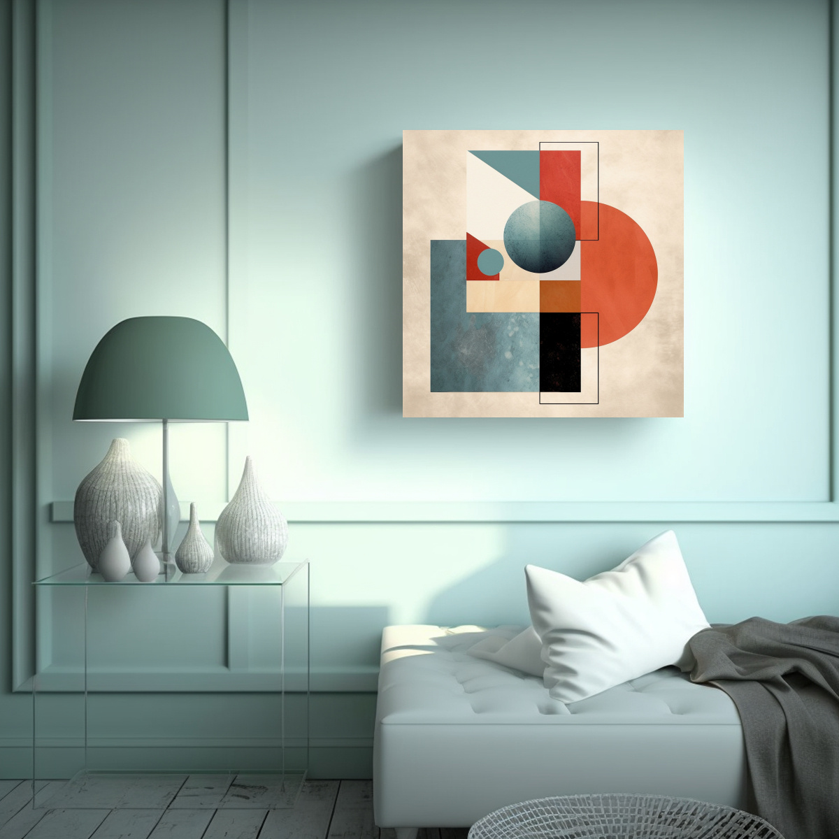 CUADRO ABSTRACTO MINIMALISTA COMBINACIÓN MODERNA 90X90 CM - 2