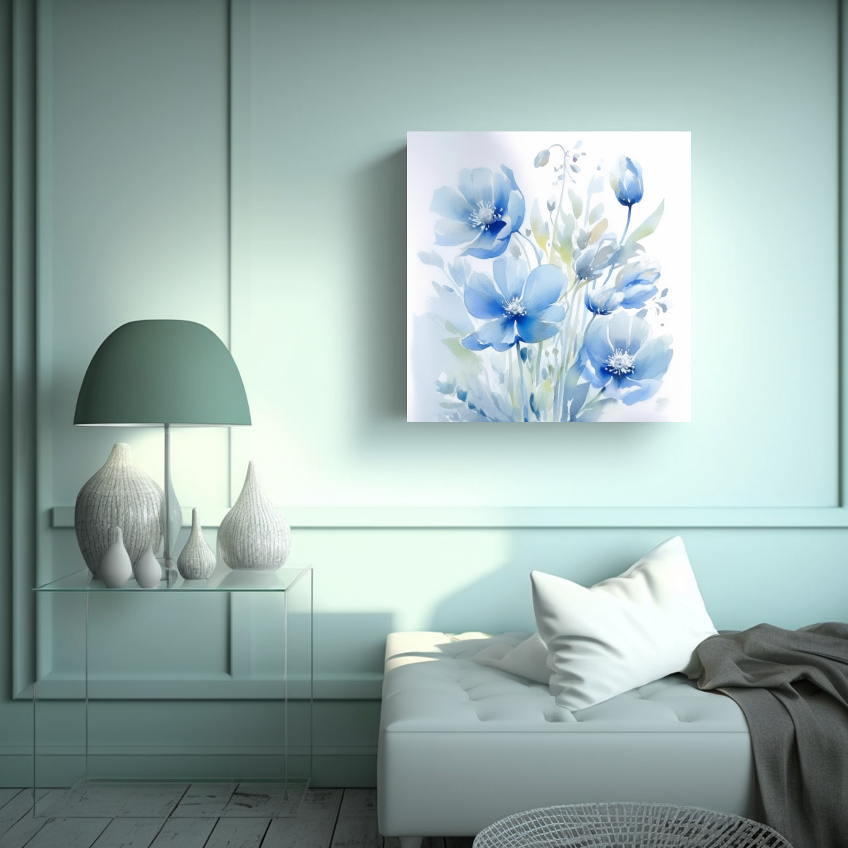 CUADRO DE TELA TONOS ESTÉTICOS PINTURA ACUARELA 100X100 CM - 2