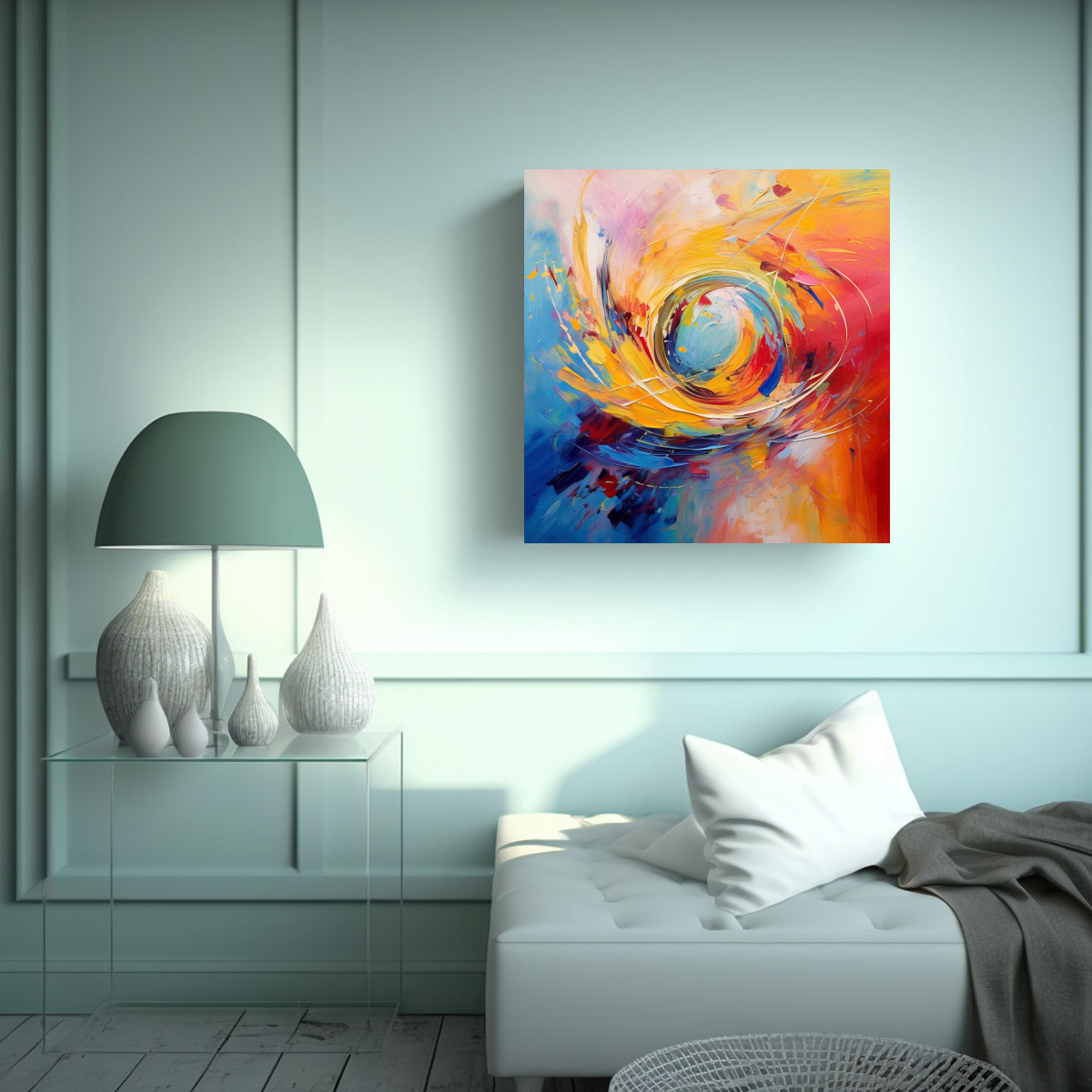 ARTE CUADRO ACTUALES PINTURAS ABSTRACTAS COLORIDAS 30X30 CM - 2
