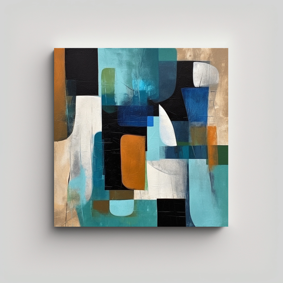 PINTURAS ACRÍLICAS MINIMALISTAS TONOS TERROSOS Y 90X90 CM - 1