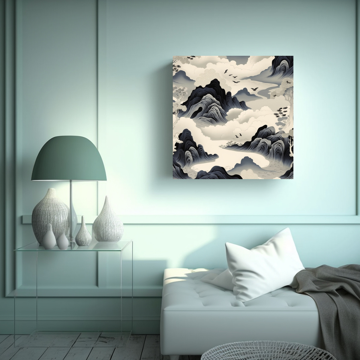 COMPOSICIÓN DECORATIVA DE SEDA CON DISEÑO DE 80X80 CM - 2