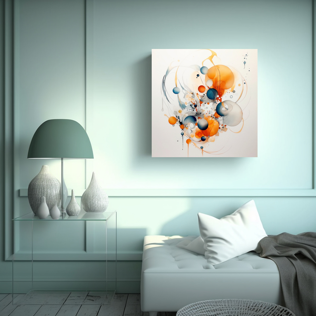 PINTURAS ABSTRACTAS DE FLORES EN BASTIDOR CON 20X20 CM - 2