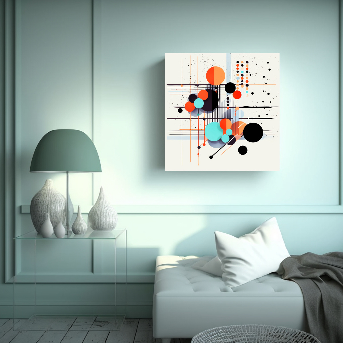PINTURA DECORATIVA CON DISEÑO GEOMÉTRICO 100X100 CM - 2