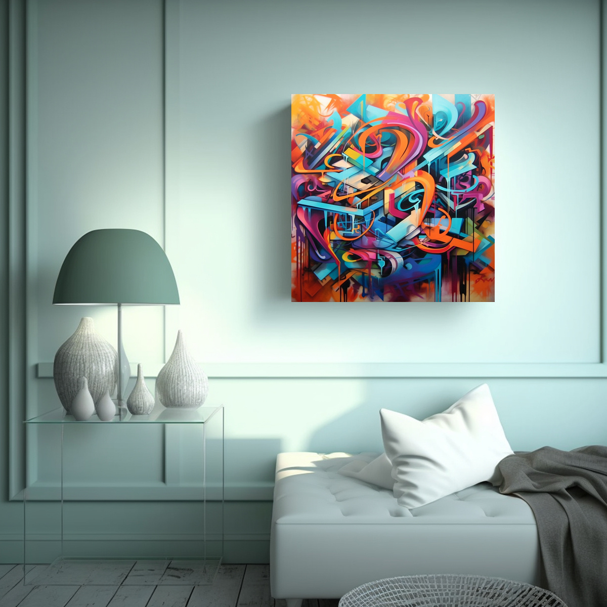PINTURAS DECORATIVAS ABSTRACTAS DE GRAFFITI 20X20 CM - 2
