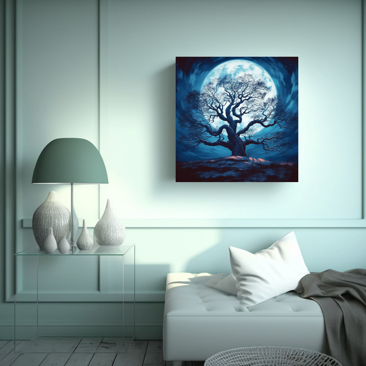 ARTE DE PARED DECORATIVO BRILLANTE RAYHAN LUNA Y 30X30 CM - 2