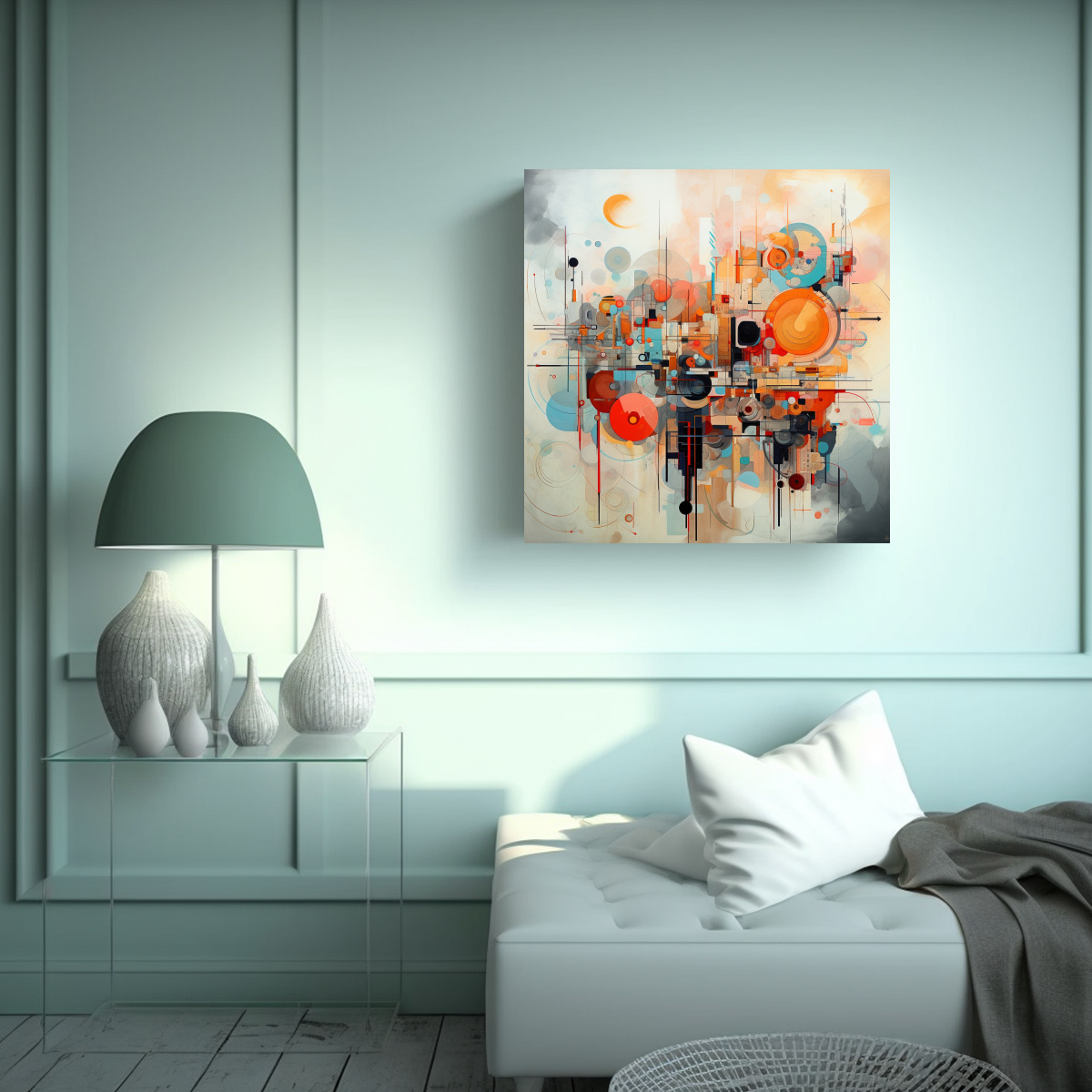 PINTURAS ABSTRACTAS DE PARED EN TONOS MAJESTUOSOS 90X90 CM - 2