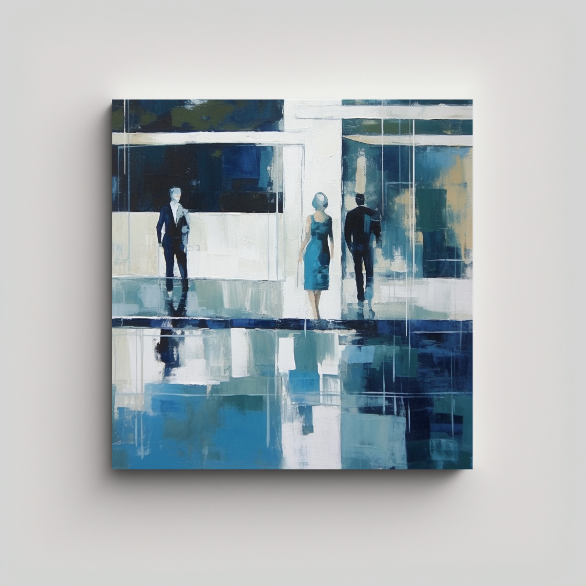 CUADRO EN BASTIDOR MODERNO ALEGRÍA PERSONAS 100X100 CM - 1