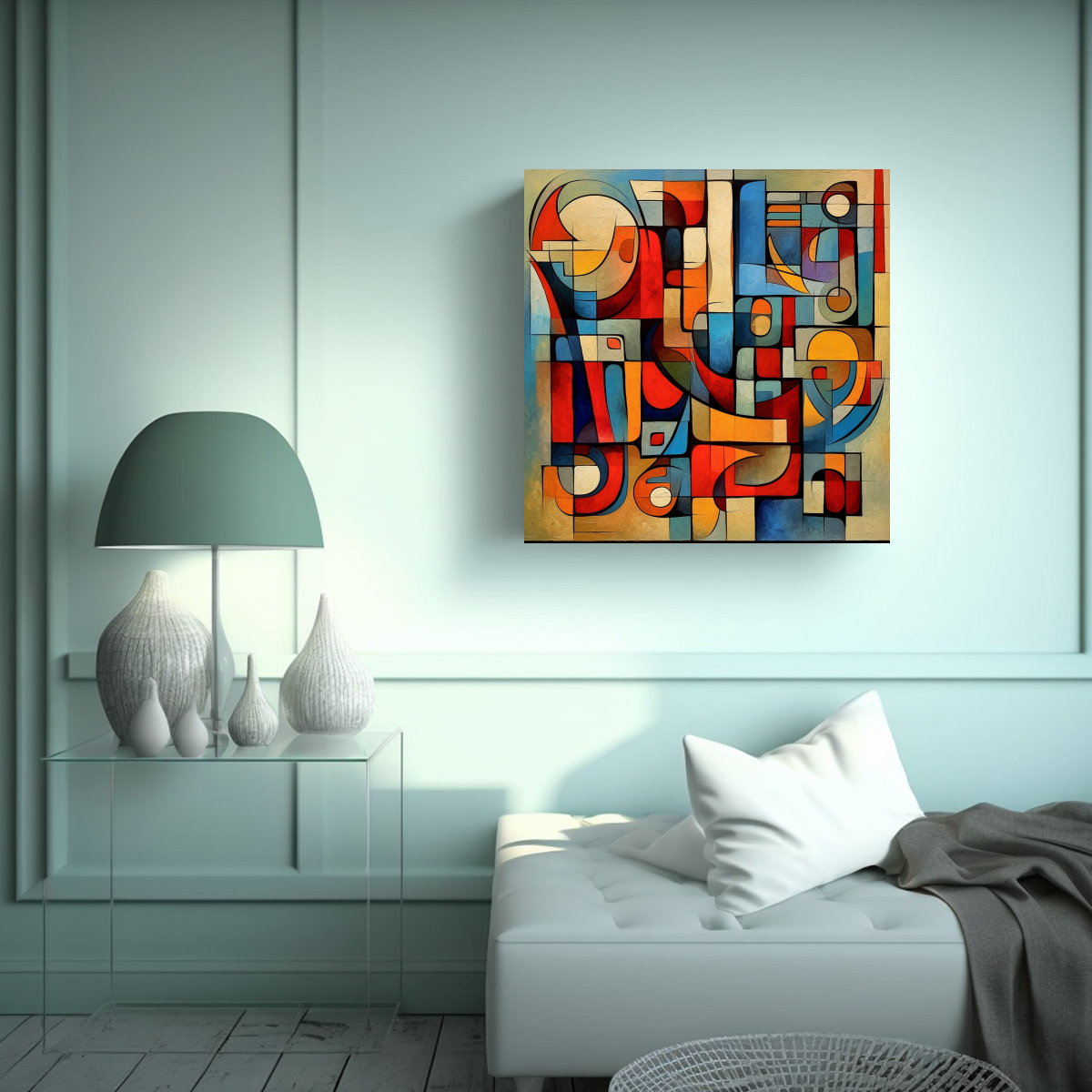 TELA EN BASTIDOR TEMA CLÁSICO QUANTUM CUBISM: 50X50 CM - 2