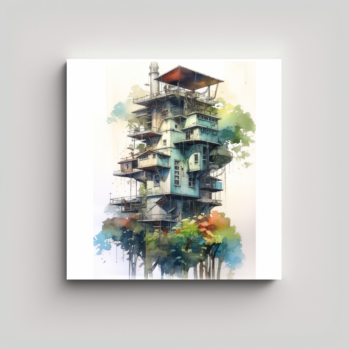 CUADRO DE DECORACIÓN: PINTURA ACUARELA DE UN 100X100 CM - 1