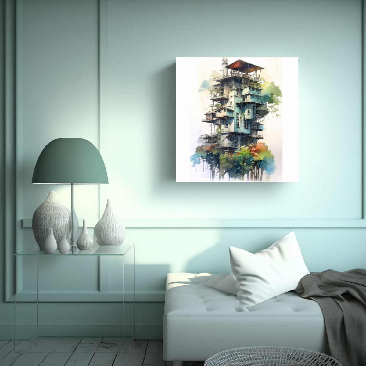 CUADRO DE DECORACIÓN: PINTURA ACUARELA DE UN 100X100 CM - 2
